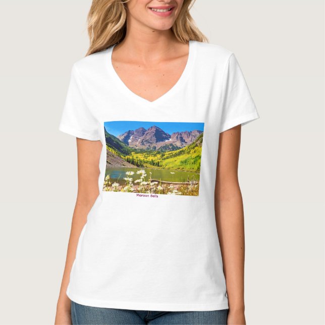 Maroon Bells i Aspen Colorado T Shirt (Framsida)