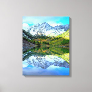 Maroon Bells speglas i Maroon Lake Canvastryck