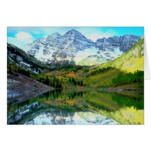 Maroon Bells speglas i Maroon Lake Hälsningskort