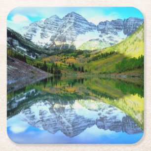 Maroon Bells speglas i Maroon Lake Underlägg Papper Kvadrat