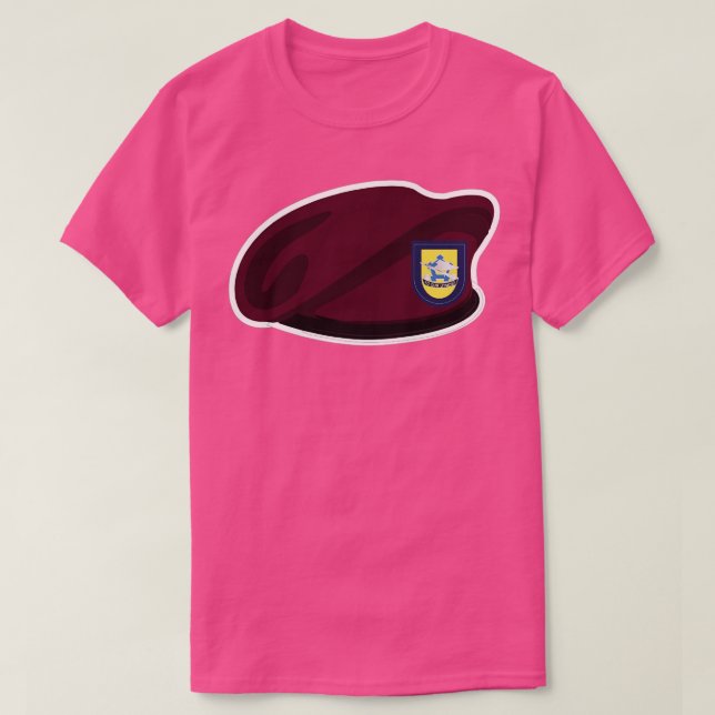 Maroon Beret Flash DUI 173:e supportbataljon wo T Shirt (Design framsida)