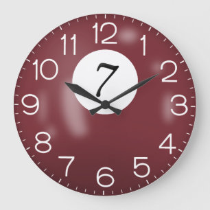 Maroon Billiard #7 Boll Stor Klocka