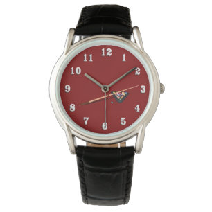 Maroon Billiard Bord Armbandsur