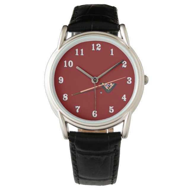 Maroon Billiard Bord Armbandsur (Framsida)
