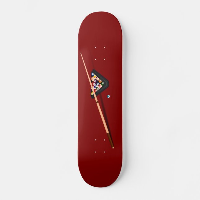 Maroon Billiard Bord Mini Skateboard Bräda 18,5 Cm (Framsida)