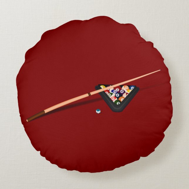Maroon Billiard Bord Rund Kudde (Baksidan)