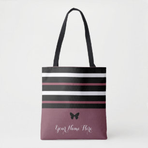 Maroon Black and White Rand med Butterfly #1 Tygkasse