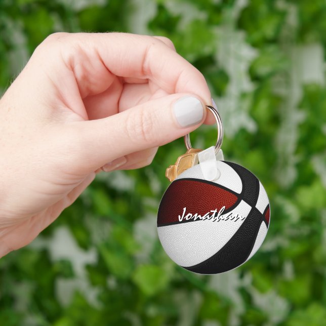 Maroon Black basketball Team färg-pojkar flickor Nyckelring (Hand)