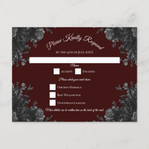 Maroon Black Grått Ro Gothic Bröllop OSA Reply Helg Vykort