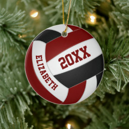Maroon Black tjejpojkar team färg volleyball Julgransprydnad Keramik