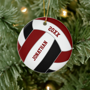 Maroon Black volleyball Team färg personlig Julgransprydnad Keramik