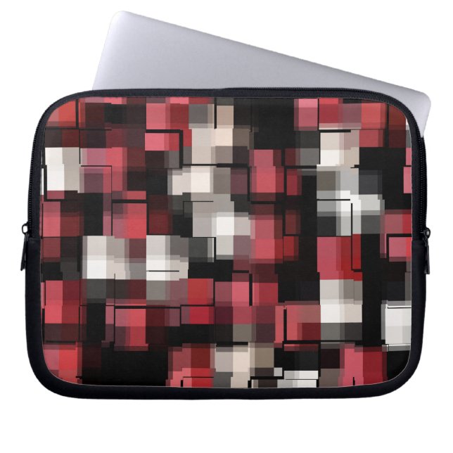 Maroon Black White Abstrakt Play Laptop Sleeve (Framsidan)