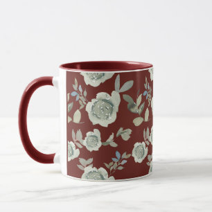 Maroon Blommigt Mugg