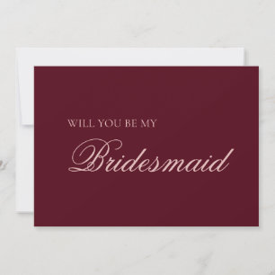 Maroon & Blush Rosa Brudtärna Förfrågan Kort