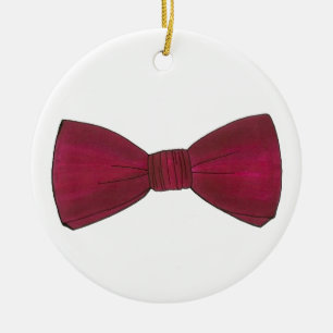 Maroon Bow Tie Bachelor Party Groom Bröllop Prom Julgransprydnad Keramik