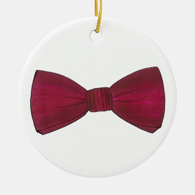 Maroon Bow Tie Bachelor Party Groom Bröllop Prom Julgransprydnad Keramik (Framsidan)