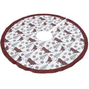 Maroon Buffalo Play Longhorn Mönster Julgransmatta Borstad Polyester