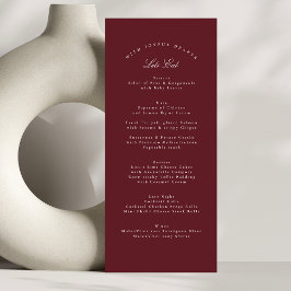 Maroon Burgundy Classic Calligraphy Formal Bröllop Meny