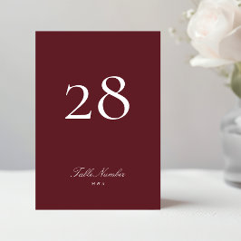Maroon Burgundy Classic Formal Calligraphy Bröllop Bordsnummer