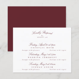 Maroon Burgundy Elegant Calligraphy multi-event OSA Kort