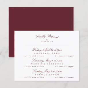 Maroon Burgundy Elegant Calligraphy multi-event OSA Kort
