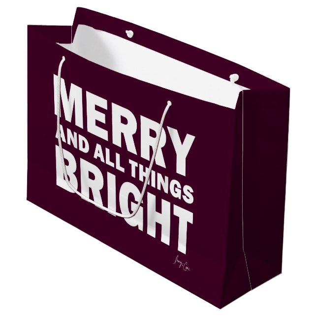Maroon, Burgundy Gift Bag | Merry & Bright (Framsidan Vinklad)