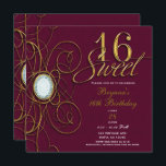 Maroon Burgundy Guld Diamond Sweet 16 Birthday Inbjudningar<br><div class="desc">Maroon Burgundy Guld Diamond Sweet 16 födelsedagsinbjudan</div>