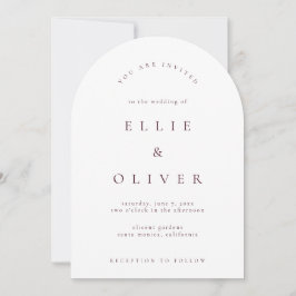 Maroon Burgundy & White Boho Arch Modern Wedding Inbjudningar