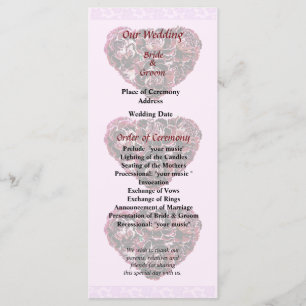 Maroon Carnation Heart Rosa Bkgrand Bröllopsprogra Program