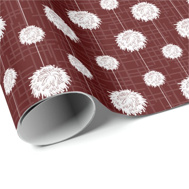 Maroon CheerLedare Pom Pom Mönster Presentpapper (Rullad Hörn)