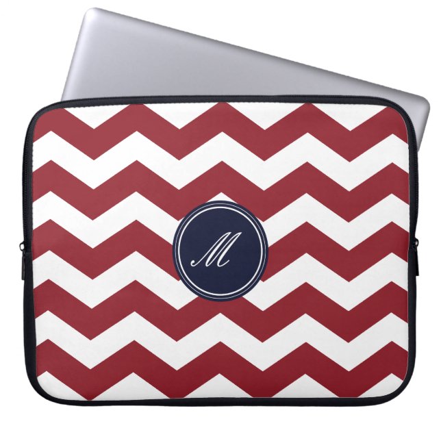 Maroon Chevron Mönster Laptop sleeve (Framsidan)