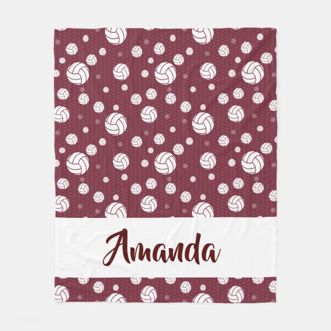 Maroon Chevron Volleyball Mönster Fleecefilt (Framsidan)