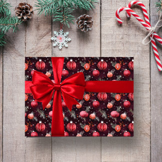 MAROON CHRISTMAS FESTIVE BLOMMIGT DEKORATION PRESENTPAPPER