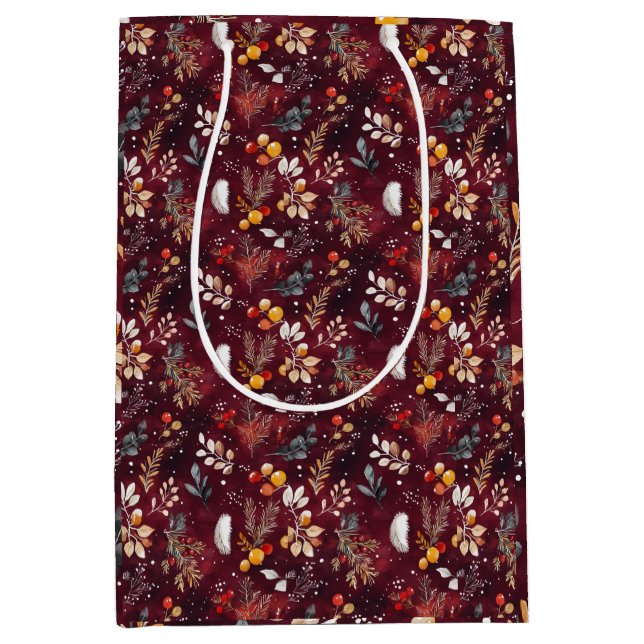 MAROON CHRISTMAS FESTIVE DEKORATION FEATHER BLOMMI (Framsidan)