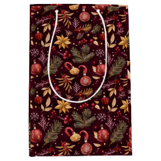 MAROON CHRISTMAS FESTIVE DEKORATION GOLDEN BLOMMIG