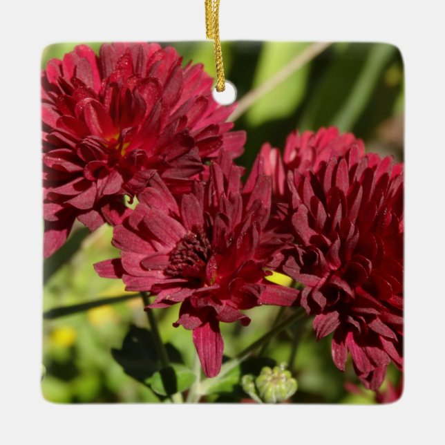 Maroon Chrysanthemums Julgransprydnad Keramik (Framsida)