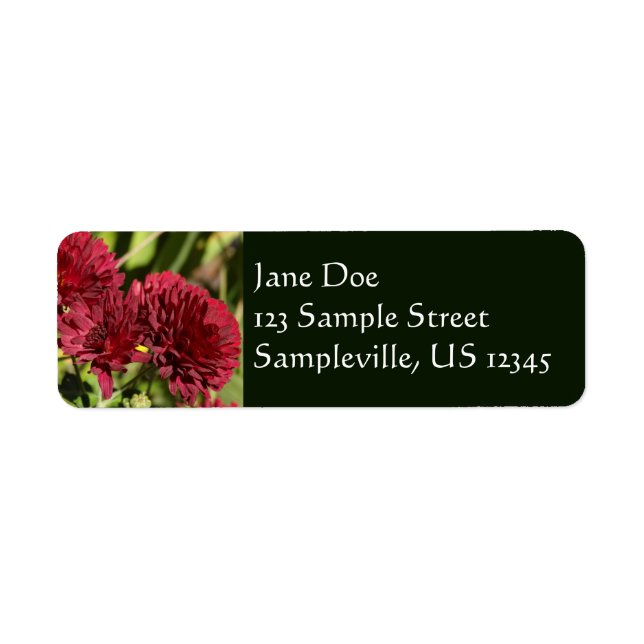 Maroon Chrysanthemums Returadress Etikett (Framsidan)