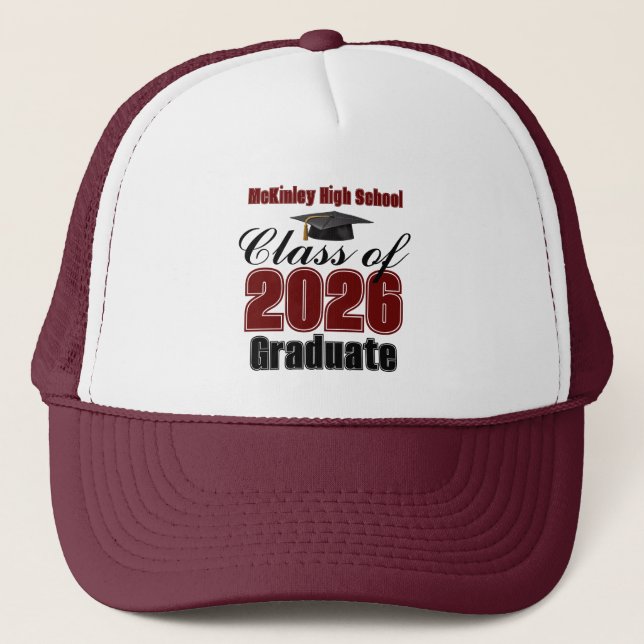 Maroon Class of 2026 Graduation Custom Keps (Framsida)