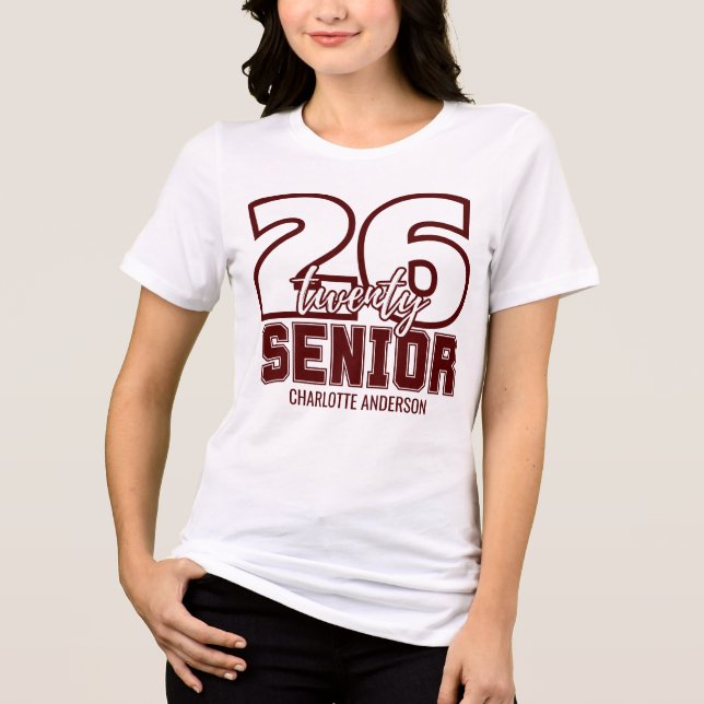 Maroon Class of 2026 Graduation T Shirt (Framsida)