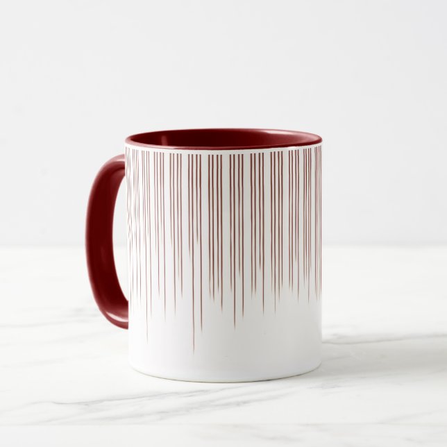 Maroon Coffee Snyggt Rand Mönster Mugg (Framsida vänster)