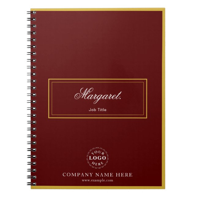 Maroon Custom Spiral Notebook with Name & Logo Anteckningsbok (Framsidan)