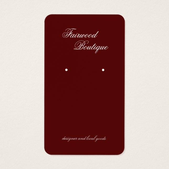 Maroon Deep Red Jewelry Display Card Visitkort (Framsidan)