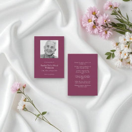 Maroon Dikt Funeral Sympathy Note-kort Anteckningskort