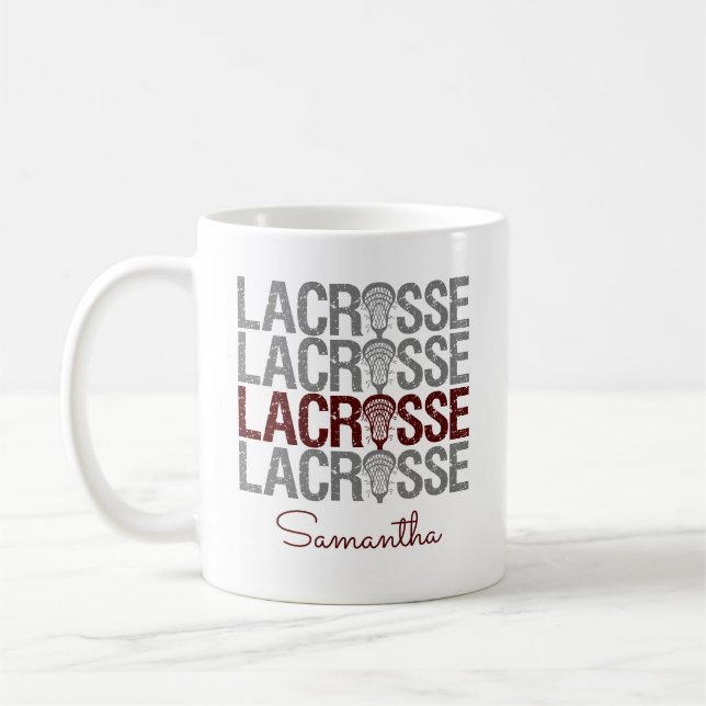 Maroon Distress Lacrosse Ord Kaffemugg (Vänster)