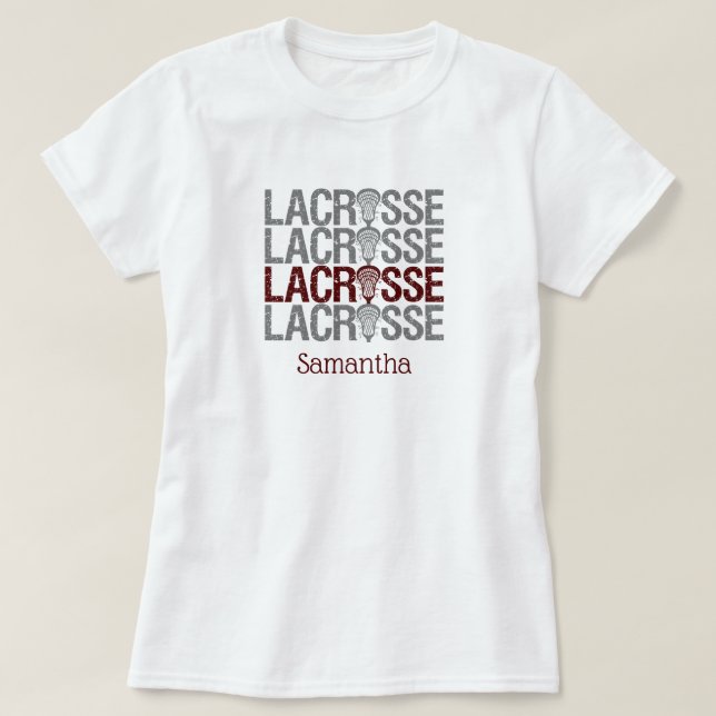 Maroon Distress Lacrosse Ord T Shirt (Design framsida)