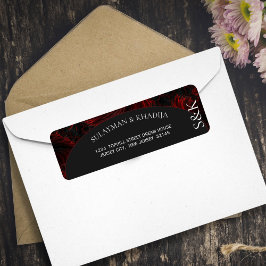 Maroon Elegant Islamic Bröllop Returadress Etikett