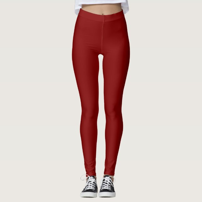 Maroon Färg Enfärgad Enkel Leggings (Framsida)