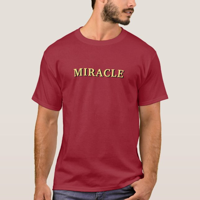 Maroon färg t-shirt MIRACLE anpassade bära (Framsida)