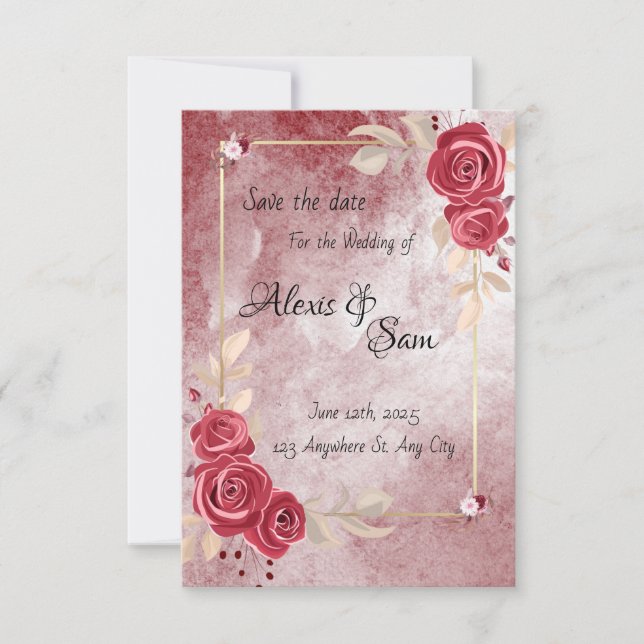 Maroon färgtema i mörkrött inbjudningar (Framsida)