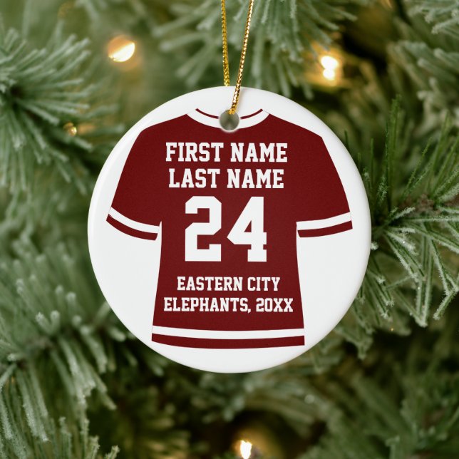 Maroon Football Soccer Hockey Sports Jersey Julgransprydnad Keramik (Träd)